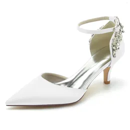 Dress Shoes High-heeled Pointed Back Bag Rhinestone Buckle Wedding Bride Shoes.