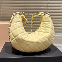 luxury designer bag Sheepskin crescent bag Leather diamond Cheque chains small bag high-grade single shoulder crossbody bag women's bag
