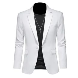 Fashion Mens Business Casual Blazer Black White Red Green Solid Color Slim Fit Jacket Wedding Groom Party Suit Coat M-6XL 240321