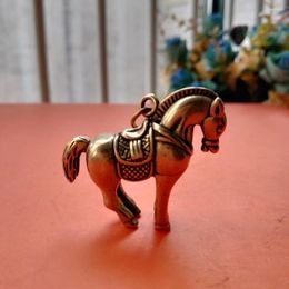 Decorative Figurines Collection Chinese Pure Brass Animal Lovely Horse Small Statue Pendant