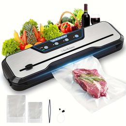 Set, Vacuum Sealer Hine, Starter Kit and 2-year Warranty, Beelicious Automatic Sealing System for Food Storage, with Build-in Cutter, Moist Mode, Air Suction