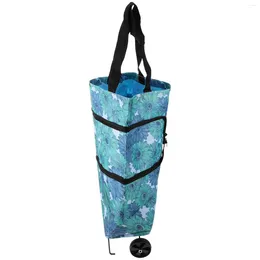 Storage Bags Bag With Wheel Foldable Shopping Cart Wheeled Tote Trolley