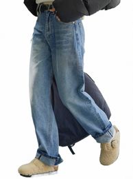 winter Fleece Lined Thickened Straight Denim Jeans Slim Soft Casual Pants for Women a6nB#