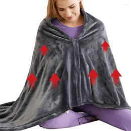 Blankets USB Electric Heated Blanket 3 Heating Levels Fleece Wearable Cape Quickly Pad