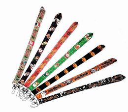 Merry Christmas Cartoon Neck Lanyard Card Cell Phone Accessories Straps Cute Lanyards Halloween Gift Keychains for Kids Whole3230630