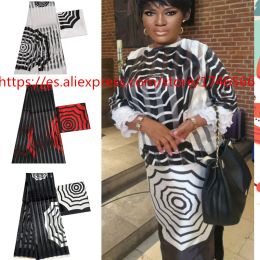 Fabric Hot sale Ghana Style satin silk fabric with organza African wax design 3+3 yards ! L112286