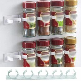 Kitchen Storage 4Pcs Spice Bottle Rack Wall Mount Jar Holder Salt Pepper Seasoning Can Gripper Clip Cabinet Door Hooks Organiser