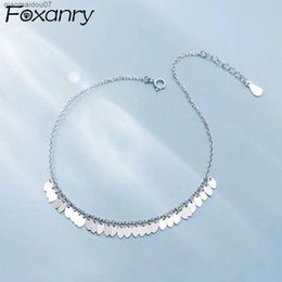 Anklets FOXANRY Womens Solid Ankle Simple Girl Accessories Fashionable Elegant and Charming Sweet Leaf Tassel Party JewelryL2403