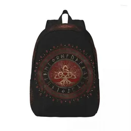 Storage Bags Tree Of Life With Triquetra Black Red Leather And Gold Travel Canvas Backpack Laptop Bookbag Viking Norse Yggdrasil Daypack