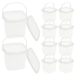 Flatware Sets 10 Pcs Milk Tea Bucket Juice Storage Container Plastic Containers Fruit Clear Cream Pp Fruits Tub Lid