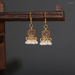 Dangle Earrings Vintage Boho Gypsy Small Gold Colour Bells Drop Women Orecchini Jewellery Pearl Tassel Ladies Retro Jhumka251t