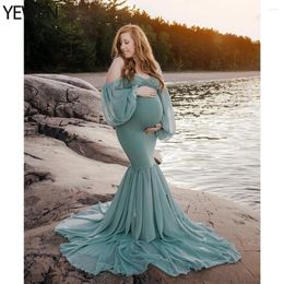 Party Dresses Elegant Woman Stretchy Fabric Mermaid Evening Dress Long Puffy Sleeves Pography Outfit Fancy Props YEWEN