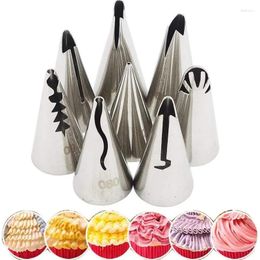 Baking Tools 7Pcs Stainless Steel Pastry Tip For Cake Decorating Reusable Pink Flower Biscuit Tart Cupcakes And Cookies