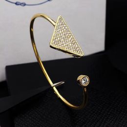 Titanium steel Jewellery Full diamond single diamond cuff bracelet bangle couple classic triangle bracelet pretty bracelets for women men