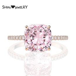 Shipei 925 Sterling Silver Radiant Pink Greated Moissanite Diamonds Gemstone Wedding Fine Jewellery Engagement Rose Gold Rings J0112276b