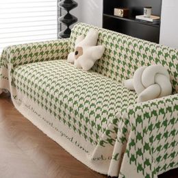 Chair Covers Houndstooth Sofa Cover Towel Vintage Cloth 2024 Spring Four Seasons Cushion Woolen Full Blanket Mat