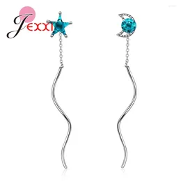 Dangle Earrings 925 Sterling Silver Jewellery For Women Female Pretty Moon Star Pattern Drop Lovers Favories Gifts Design