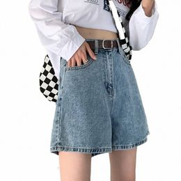 2024 Women Summer Fi High Waist Denim Shorts Female Wide Leg Short Pants Ladies Streetwear Straight Jeans Shorts K13 b2lk#