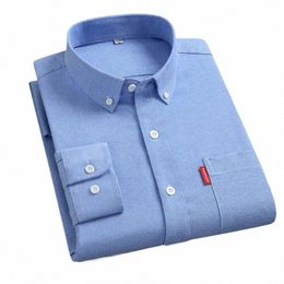 men's Lg Sleeve 100 Cott Shirt for Men Oxford Casual Solid Comfort Single Pocket Design Standard-fit Butt New Men Clothing R30l#