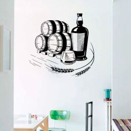 Stickers Wheat wine Wall Stickers Alcohol Drinks decor Glasses Bottle Vinyl Wall Decal for Bar Indoor Window Decoration Sticker X508