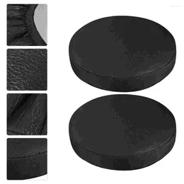 Chair Covers 2 Pcs Stool Cover Round Protective Seat Cushion Black Outdoor Pillows Case Bar Mat Elastic