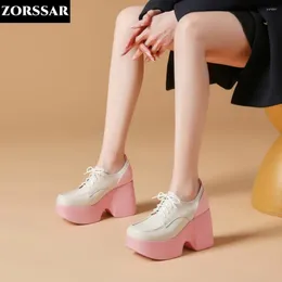 Casual Shoes White Pink 10cm Platform Wedge Hidden Heel Women Chunky Sneakers Genuine Leather Female Spring Autumn