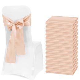 Sashes 10/50pcs Wedding Satin Chair Sashes Chair Ribbon Bows Solid Color Chair Cover Chair for Wedding Banquet Party Event Hotel Decor