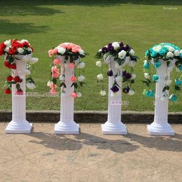 Party Decoration Height 89cm (35 Inch) Roman Road Lead Rome Plastic Column With Flower For Wedding Mall Opened Props