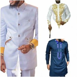 kaunda Suit Men Outfits Clothing 2PCS Set Single Breasted Jacket Top Pants Tuxedo Suits African Traditial Ethnic Wedding Wear b3oE#