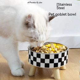 Cat Carriers Pet Minimalist Polka Dot Stainless Steel Bowl Dog Feeding Anti Slip Kitten Puppy Food Holder Animal