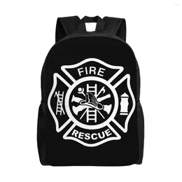 Backpack Fire Rescue Firefighter For Men Women Waterproof School College Bag Print Bookbags