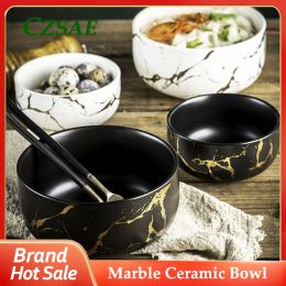 Miniatures 1pcs Imitation Marble Ceramic Ramen Bowl Home Kitchen Restaurant Microwave Tableware Round Dinner Noodle Soup Bowl Nordic Style