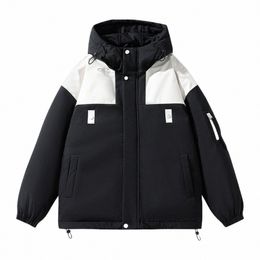 2023 Winter Jackets Men Casual Loose Thicken Warm Parkas Ctrasting Colours Women Winter Coat Man Hooded Cott Jackets Autumn z1mX#