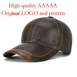 Middle Aged Elderly Genuine Single Leather Thin Baseball Top Layer Cowhide Hat, Autumn and Winter Casual Hat