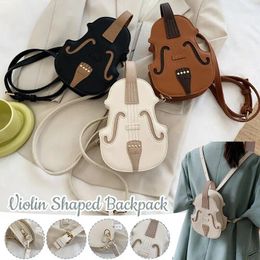 School Bags Personalised Backpacks For Women Violin Shape PU Leather Waterproof Girl Backpack Crossbody Bag Fashion Design Shoulder