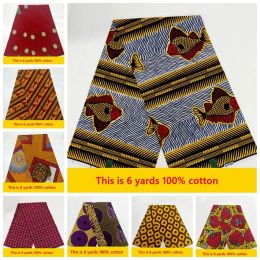 Fabric Ankara Fabric African Real Wax Print For Dress 100% Cotton 2023 Ghana Pagne Wax Africain Loincloth African Ankara Fabric 6yard