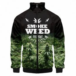 tobacco Smoke Weed Everday Men's Zipper Jacket 3D Print Jackets Casual Coats Man Outwears Stand Collar Pocket Jaqueta Masculina p7SK#