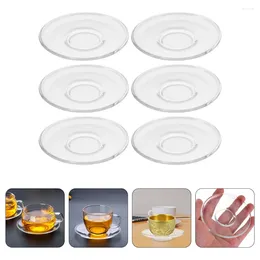Cups Saucers 6 Pcs Decor Round Glass Plates Cup Mat Snack Storage Dishes Teacup Decorative Coasters Drinks Clear Small