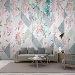 Wallpapers Milofi Custom Large Wallpaper Mural 3D Minimalist Hand-painted Flower Geometry Background