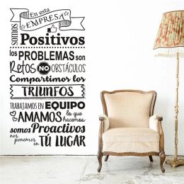 Stickers Spanish Inspirational Quotes Vinyl Sticker En Esta Empresa Sounos Positivos Wall Decal Motivational Phrase Company Office Decor