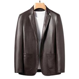 Men's Leather Faux Leather YN-330 Natural Sheep Leather Casual Suit Mens Jacket Slim Spring and Autumn Thin Section Black Brown 240330