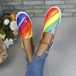 Casual Shoes 2024 Spring/autumn Canvas Flat For Women Graffiti Printing Slip-on Lot-Top Sneakers Ladies Vulcanised Shoe