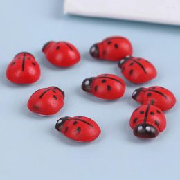 Party Decoration 100 Pcs Wooden Ladybird Sticker Kids Painted Adhesive Back DIY Craft Home Deco