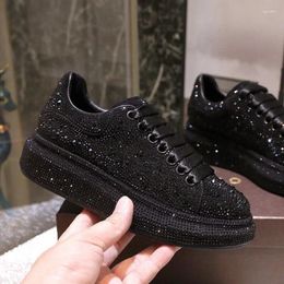 Casual Shoes Autumn Spring Women Platform Rhinestones Thick-soled White Silver Shining Crystal Sneakers Trend