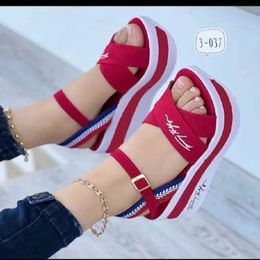 Sandals 2023 Summer Womens Casual Wedge Platform Shoes Designer Buckle Outdoor Anti slip Beach Zapatos Plus Size H2403280889
