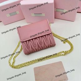 Designer wallet Mini Pleated Small Bag Popular Women Fashionable Short Change Mouth Red Genuine Leather Card Wallet luxury Chain Single shoulder crossbody bag