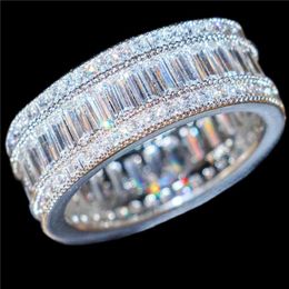 Luxury 10KT White Gold filled Square Pave setting full Simulated Diamond CZ Gemstone Rings Jewellery Cocktail Wedding Band Ring For 302Z