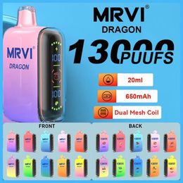 Original MRVI DRAGON 13000 13k Puffs Disposable E Cigarette With Rechargeable 650mAh Battery 20ml Display Pod 1300puff 6500 Dual Mode Huge Vapour Device Free Ship