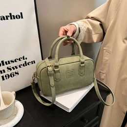 Stores Export Designer Shoulder Bags High End Boston Handheld Bag for Womens 2024 New Korean Edition Trendy and Stylish Simple Green One Shoulder Crossbody