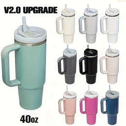 1pc, 40oz Large Capacity Stainless Steel Water Bottle with Handle Straw Lid, Insulated Reusable Double Wall Leakproof Tumbler, Portable Vacuum Cup for Home and